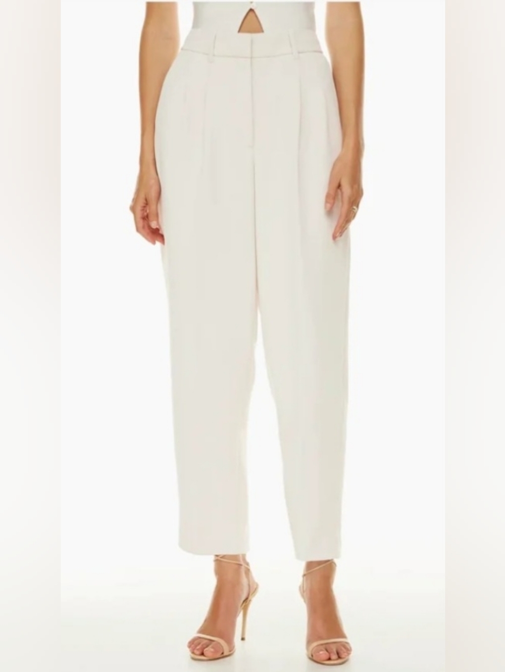Wilfred Women's Cream High-Waist Pleated Tapered Dress Pants